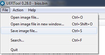 Zrzut ekranu UEFI Tool