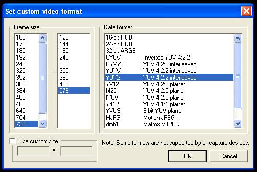 Zrzut ekranu z zak�adki Set custom format